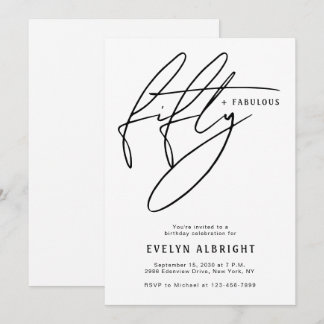 Fifty and Fabulous Minimal 50th Birthday Party Einladung