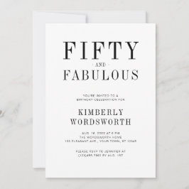 Fifty and Fabulous Minimal 50th Birthday Party Einladung