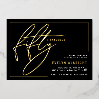 Fifty and Fabulous Minimal 50th Birthday Party Folieneinladung