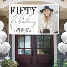 Fifty And Fabulous Modern 50th Birthday Party Banner