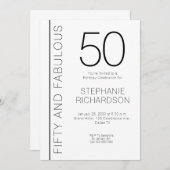 Fifty and Fabulous Modern 50th Birthday Party Einladung (Vorne/Hinten)