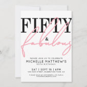 Fifty And Fabulous Modern 50th Birthday Party Einladung (Vorderseite)