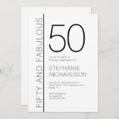 Fifty and Fabulous Modern 50th Birthday Party Einladung (Vorne/Hinten)