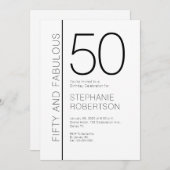 Fifty and Fabulous Modern 50th Birthday Party Einladung (Vorne/Hinten)