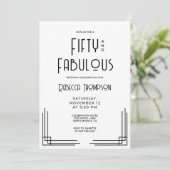 Fifty and Fabulous Modern Art Deco 50th Birthday Einladung (Stehend Vorderseite)