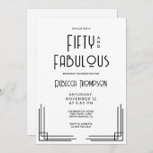 Fifty and Fabulous Modern Art Deco 50th Birthday Einladung (Vorne/Hinten)