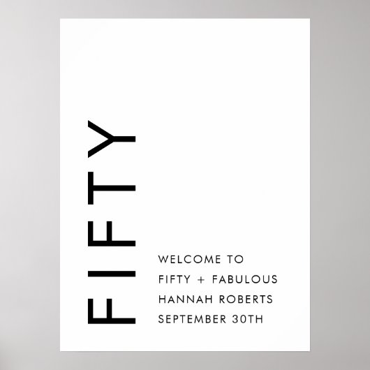 Fifty and Fabulous Name Date 50th Birthday Party Poster (Vorne)