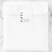 Fifty and Fabulous Name Date 50th Birthday Party Quadratischer Aufkleber (Tasche)