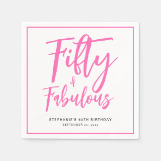 Fifty and Fabulous Name Date 50th Birthday Party Serviette