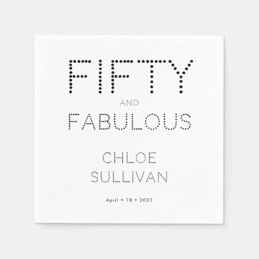 Fifty and Fabulous Name Date 50th Birthday Party Serviette (Vorderseite)
