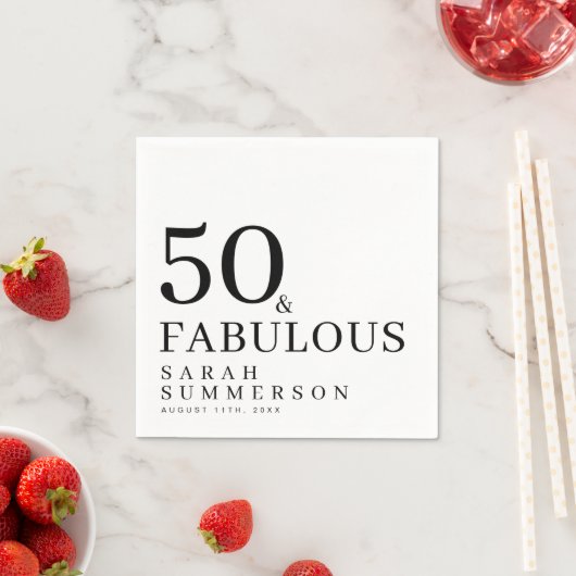 Fifty and Fabulous Name Date 50th Birthday Party Serviette (Beispiel)