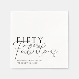 Fifty and Fabulous Name Date 50th Birthday Party Serviette