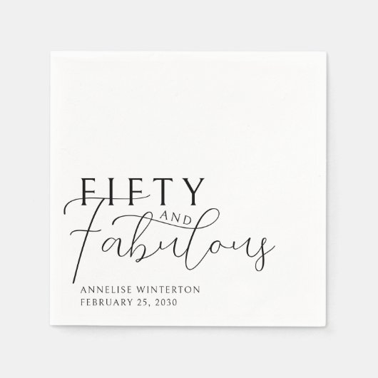Fifty and Fabulous Name Date 50th Birthday Party Serviette (Vorderseite)