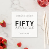 Fifty and Fabulous Name Date 50th Birthday Party Serviette (Beispiel)