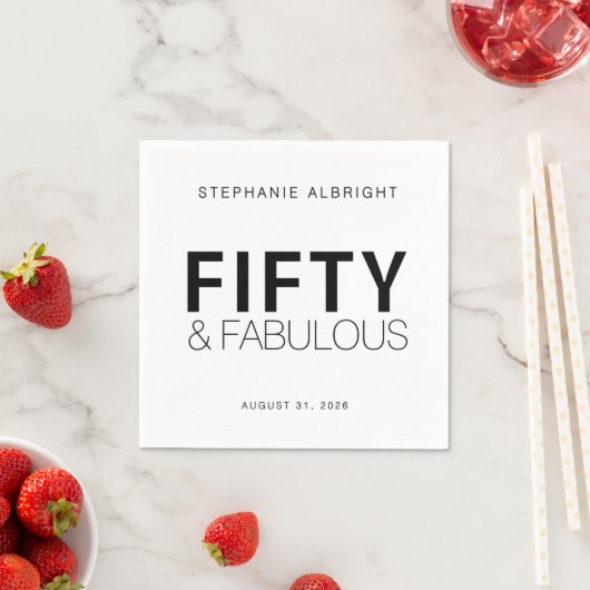 Fifty and Fabulous Name Date 50th Birthday Party Serviette (Beispiel)