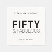 Fifty and Fabulous Name Date 50th Birthday Party Serviette (Vorderseite)