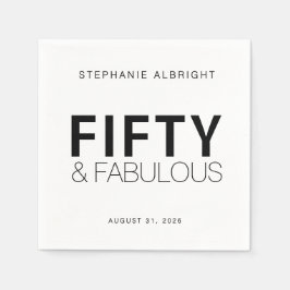 Fifty and Fabulous Name Date 50th Birthday Party Serviette