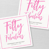 Fifty and Fabulous Name Date 50th Birthday Party Serviette