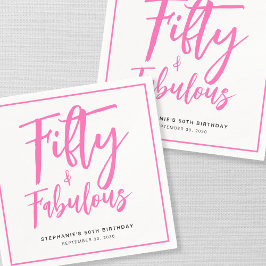 Fifty and Fabulous Name Date 50th Birthday Party Serviette