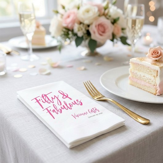 Fifty and Fabulous Name Date 50th Birthday Party Serviette