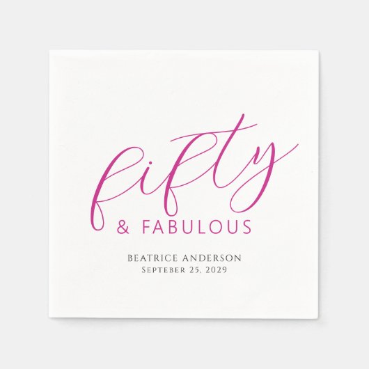Fifty and Fabulous Name Date 50th Birthday Party Serviette (Vorderseite)