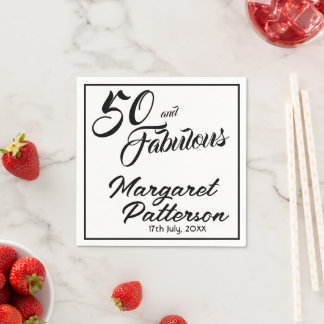 Fifty and Fabulous Name Date 50th Birthday Serviette