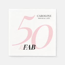 Fifty and Fabulous Name Date Birthday Invitation Serviette