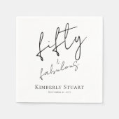 Fifty and Fabulous Name Date Script 50th Birthday Serviette (Vorderseite)