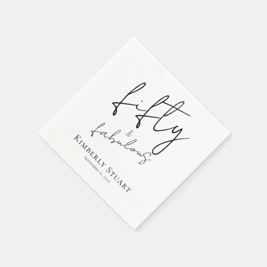 Fifty and Fabulous Name Date Script 50th Birthday Serviette (Ecke)