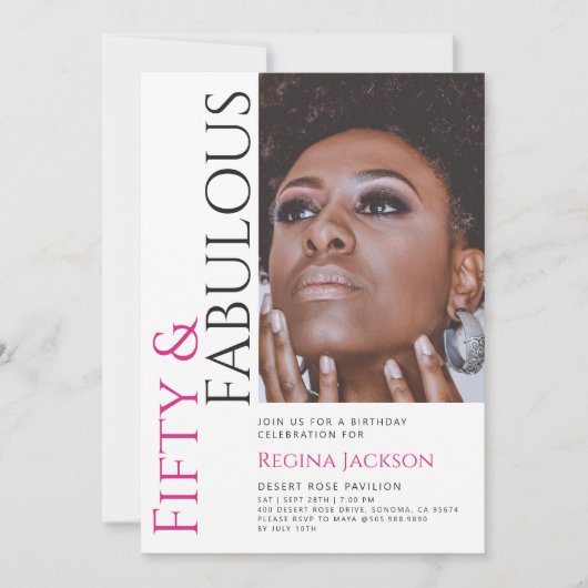 Fifty And Fabulous Photo 50th Birthday Party  Einladung (Vorderseite)