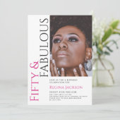 Fifty And Fabulous Photo 50th Birthday Party  Einladung (Stehend Vorderseite)