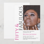 Fifty And Fabulous Photo 50th Birthday Party  Einladung (Vorne/Hinten)