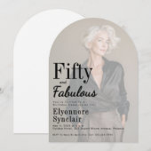 Fifty and Fabulous Photo 50th Birthday Party Einladung (Vorne/Hinten)