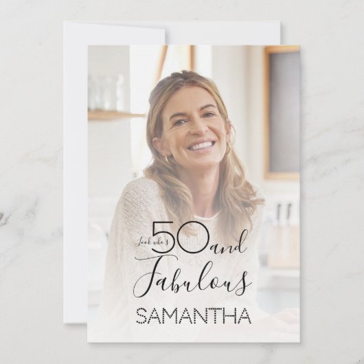 Fifty and Fabulous Photo 50th Birthday Party Einladung (Vorderseite)
