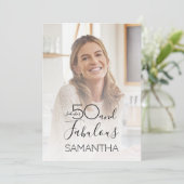 Fifty and Fabulous Photo 50th Birthday Party Einladung (Stehend Vorderseite)