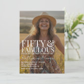Fifty and Fabulous Photo 50th Birthday Party Einladung (Stehend Vorderseite)