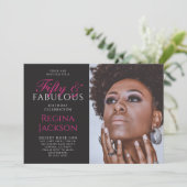 Fifty and Fabulous Photo 50th Birthday Party Einladung (Stehend Vorderseite)