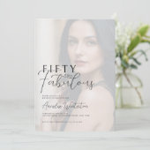 Fifty and Fabulous Photo 50th Birthday Party Einladung (Stehend Vorderseite)