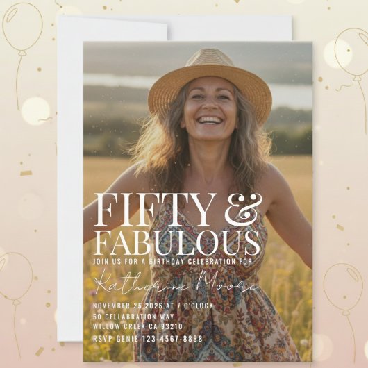 Fifty and Fabulous Photo 50th Birthday Party Einladung