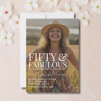 Fifty and Fabulous Photo 50th Birthday Party Einladung