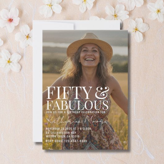 Fifty and Fabulous Photo 50th Birthday Party Einladung