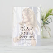 Fifty and Fabulous Photo 50th Birthday Party Einladung (Stehend Vorderseite)