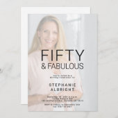Fifty and Fabulous Photo 50th Birthday Party Invit Einladung (Vorne/Hinten)
