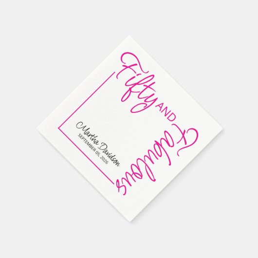 Fifty and Fabulous Photo 50th Birthday Party Poste Serviette (Ecke)