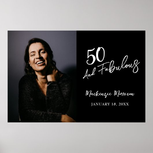 Fifty and Fabulous Photo 50th Birthday Party Poster (Vorne)