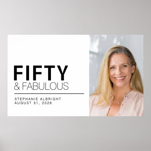 Fifty and Fabulous Photo 50th Birthday Party Poster (Vorne)