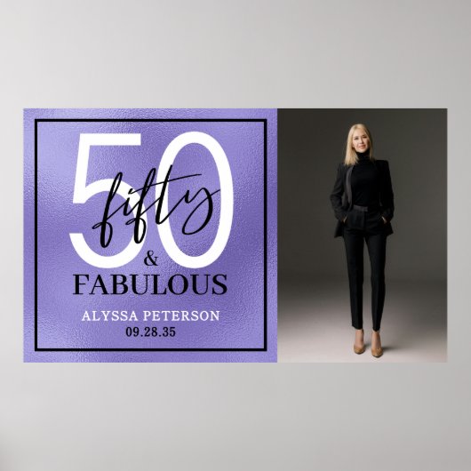 Fifty and Fabulous Photo 50th Birthday Party Poster (Vorne)
