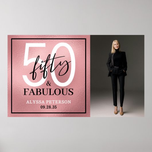Fifty and Fabulous Photo 50th Birthday Party Poster (Vorne)