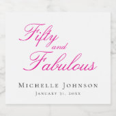Fifty and Fabulous Photo 50th Birthday Party Schaumweinetikett (Einzelnes Label)