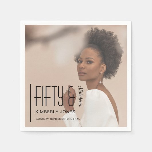 Fifty and Fabulous Photo 50th Birthday Party Serviette (Vorderseite)